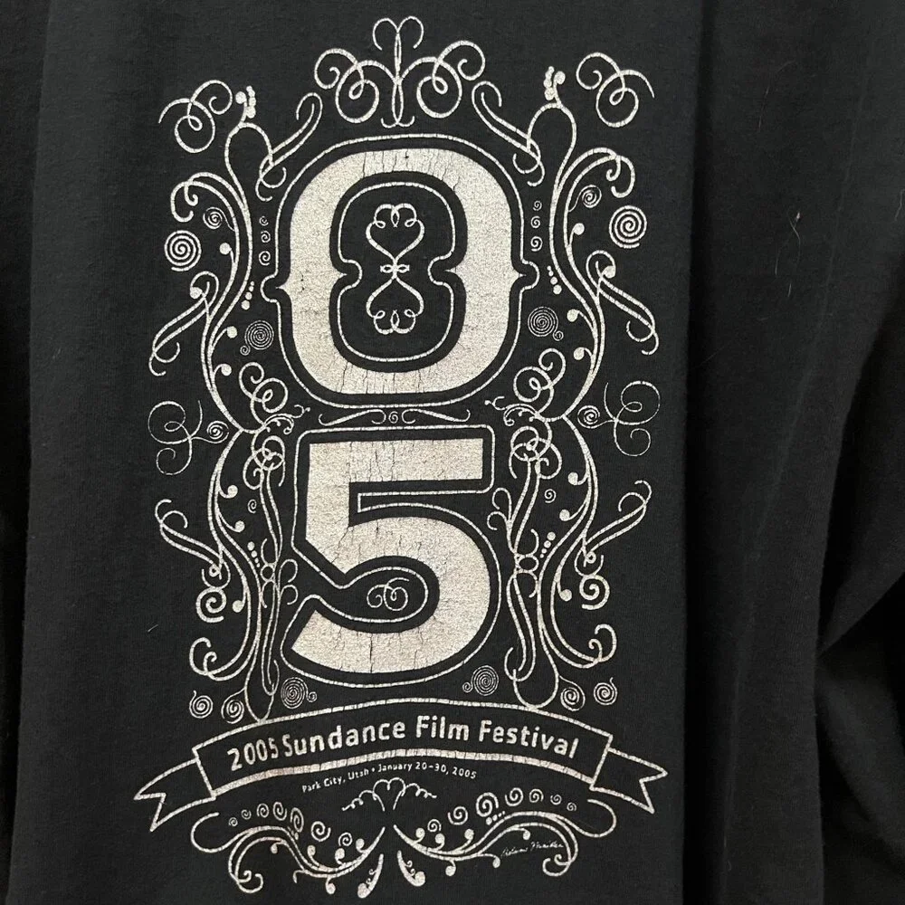 SDI Men's S XL 100% Cotton L/S Crew Neck Vintage Sundance T-Shirt. Black/Silver - Picture 5 of 5